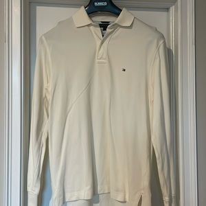 Men’s long sleeve white Tommy Hilfiger polo medium